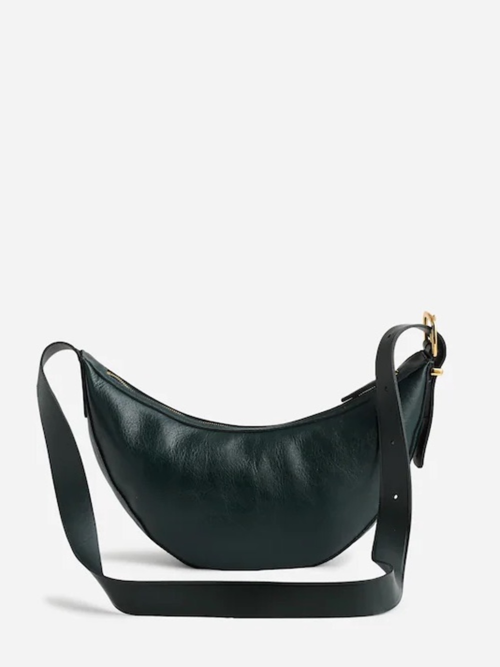 New Madewell Dark Green Crescent Crossbody Bag with Gold Hardware